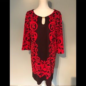 New York & co red print Ponte knit dress